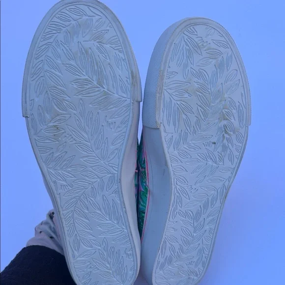 Lilly Pulitzer Palm Print Slip-On Sneakers - Pink and Green - Picture 2 of 5
